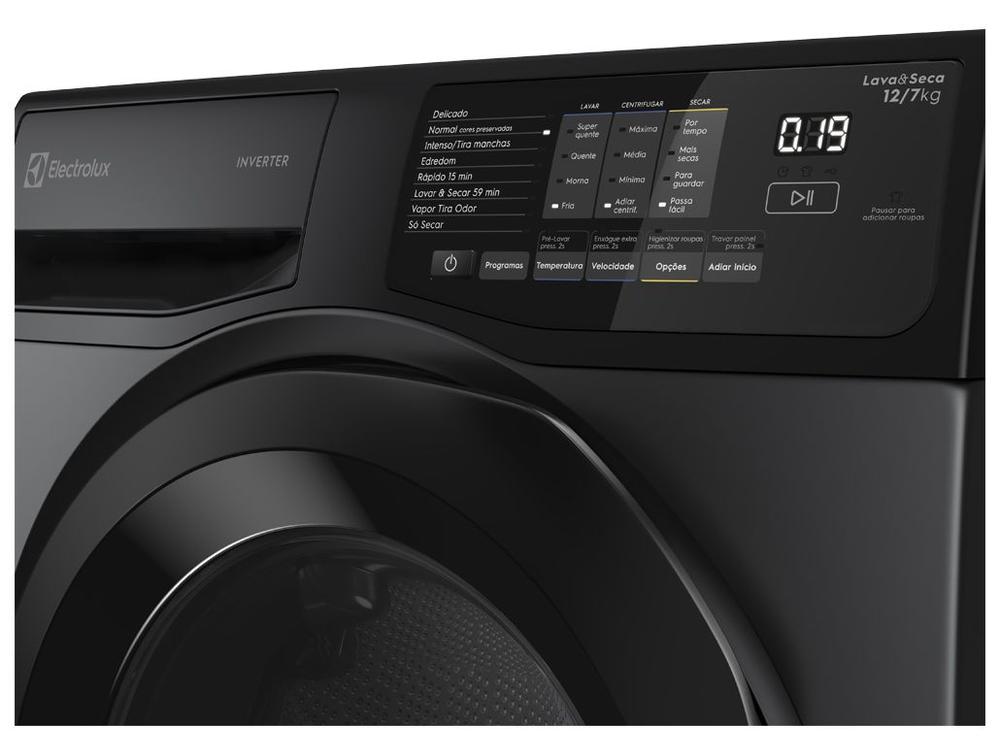 Lava e Seca Electrolux 12kg LSC12 Inverter Água Fria e Quente Cinza Ônix