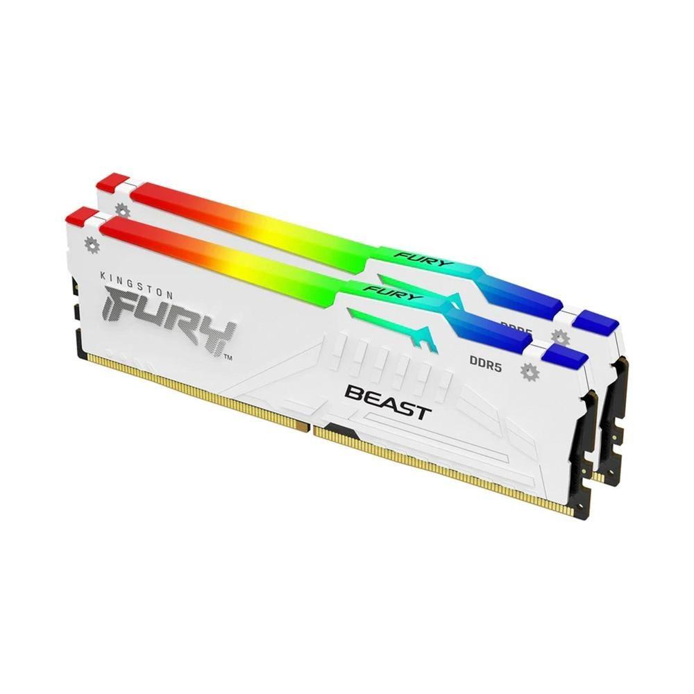 Memória RAM Kingston Fury Beast, RGB, 32GB (2x16GB), 5600MHz, DDR5, CL36, Branco - KF556C36BWEAK2-32
