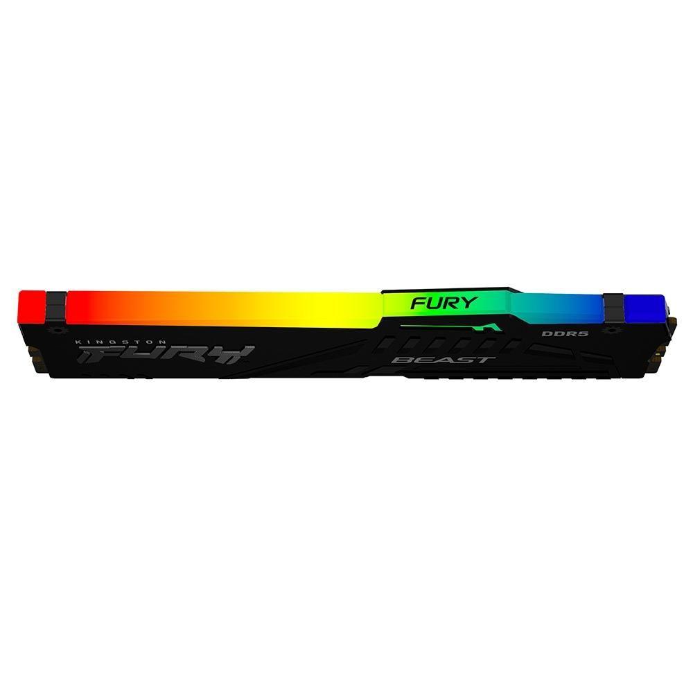 Memória RAM Kingston Fury Beast RGB, 8GB, 5200MHz, DDR5, CL40, para Intel XMP, Preto - KF552C40BBA-8