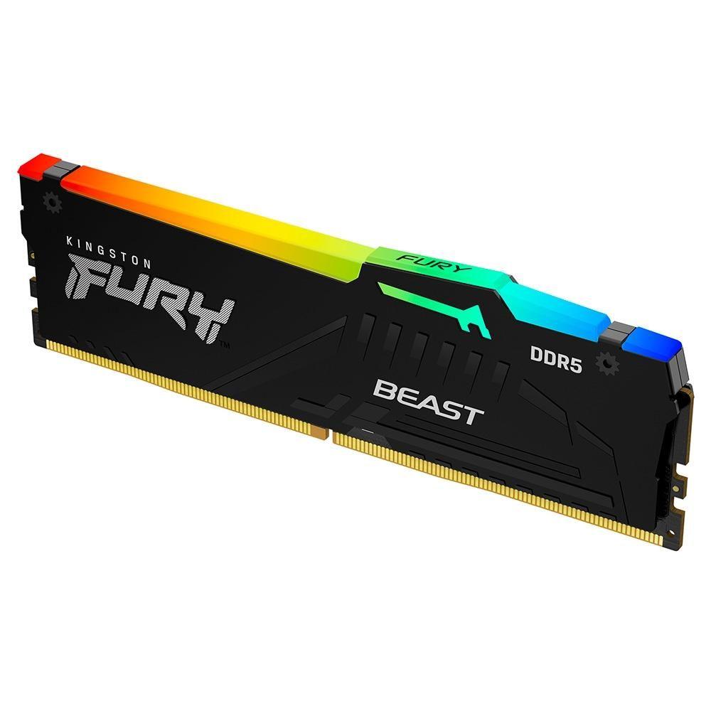Memória RAM Kingston Fury Beast RGB, 8GB, 5200MHz, DDR5, CL40, para Intel XMP, Preto - KF552C40BBA-8