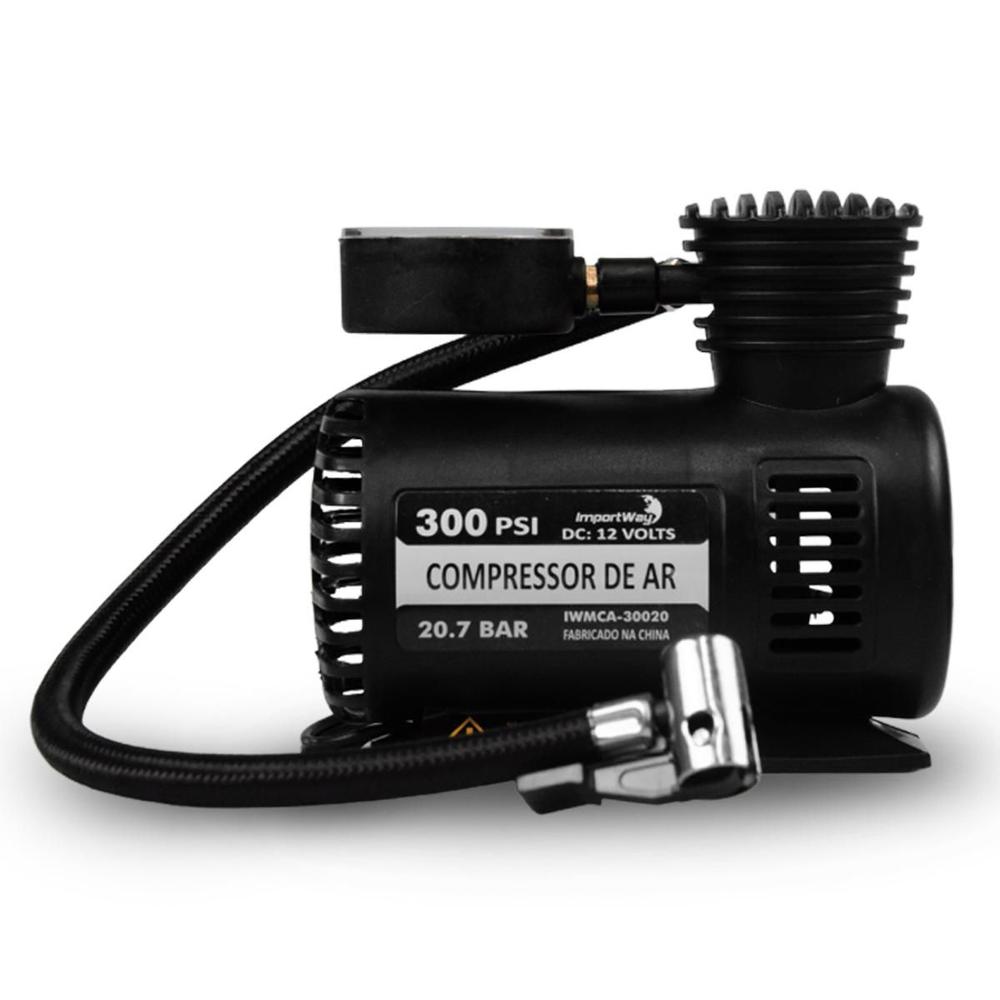 Mini Compressor Ar 300psi 12v P/ Pneu Carro Moto Bicicleta