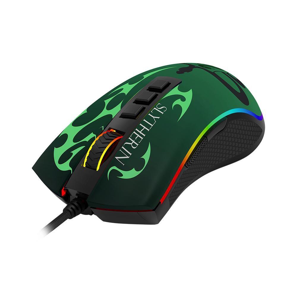 Mouse Gamer Redragon Harry Potter Cobra Slytherin RGB Preto e Verde