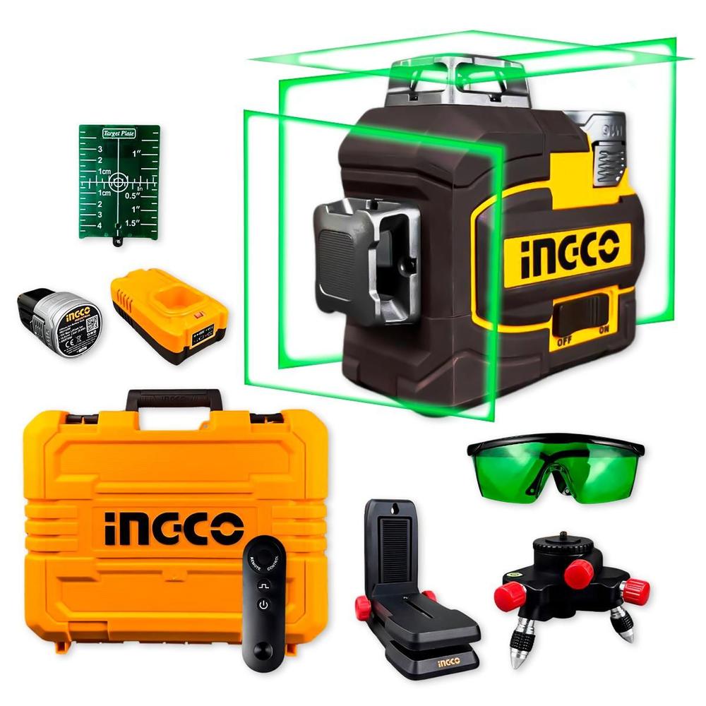 Nível A Laser Ingco 12 Linhas Verde 360 Graus Autonivelante 16V 35M