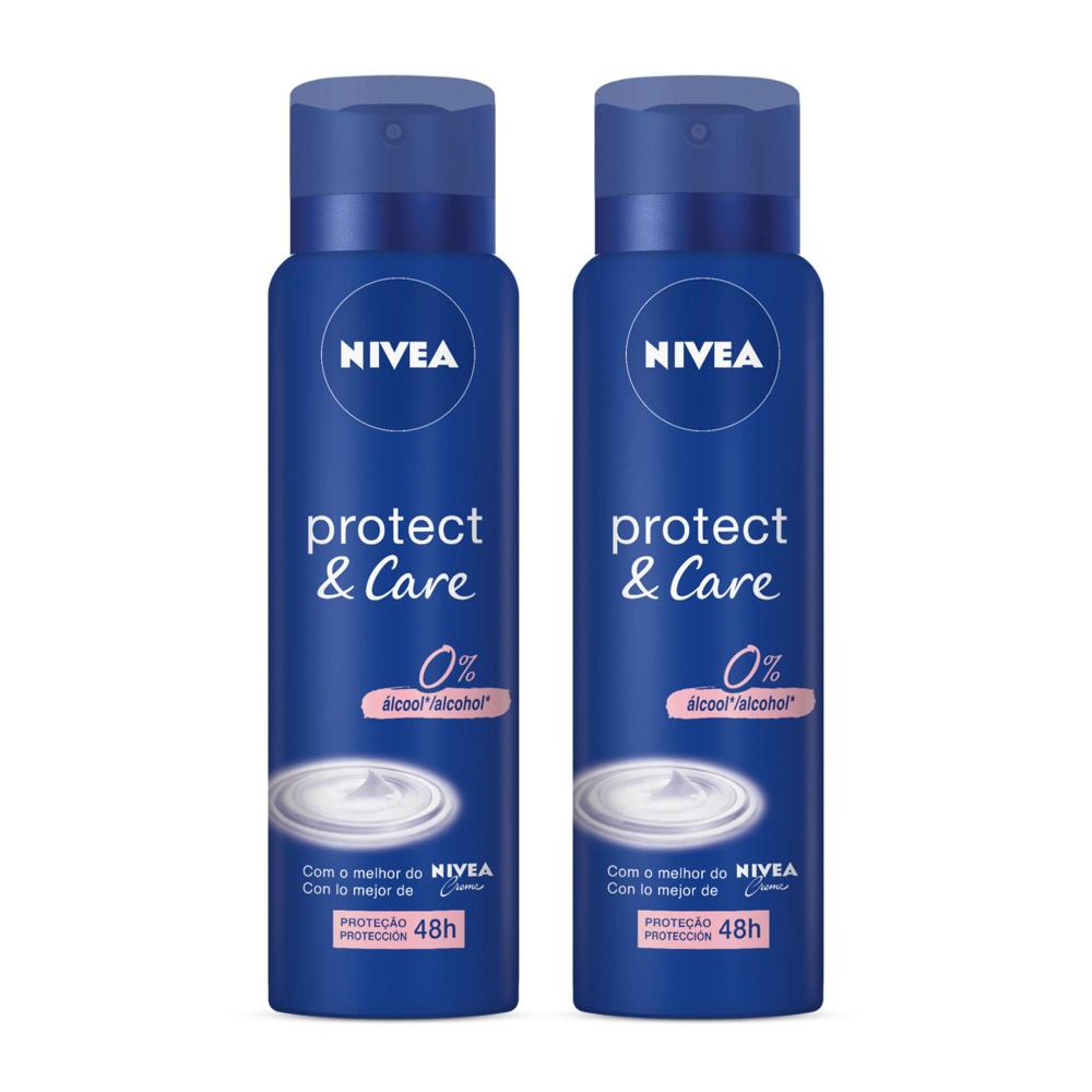 Pack Desodorante Antitranspirante Aerossol 48h Nivea Protect & Care 2 Unidades 150ml