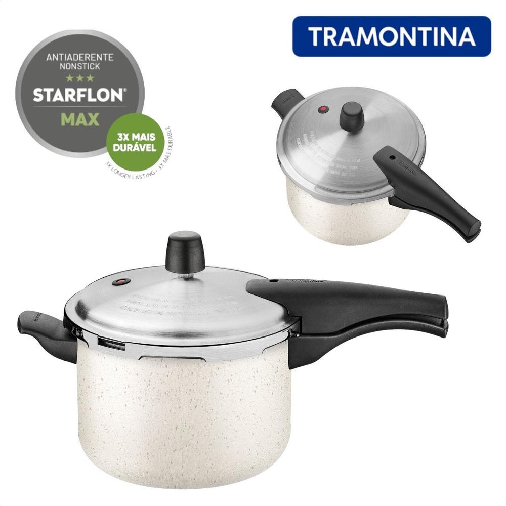 Panela de Pressão Bege Creme Tramontina Vancouver 4.5 Litros Antiaderente - foto 4