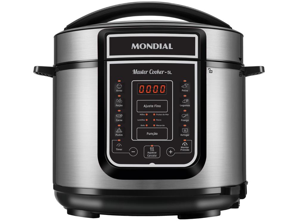 Panela de Pressão Elétrica 5 Litros Mondial Master Cooker PE38 Preta com Prata 127V