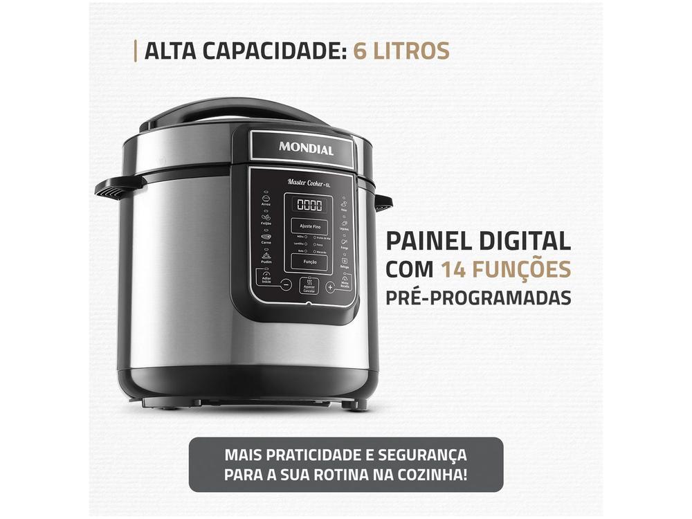 Panela de Pressão Elétrica 6L Mondial Digital Master Cooker PE-60-6L-I