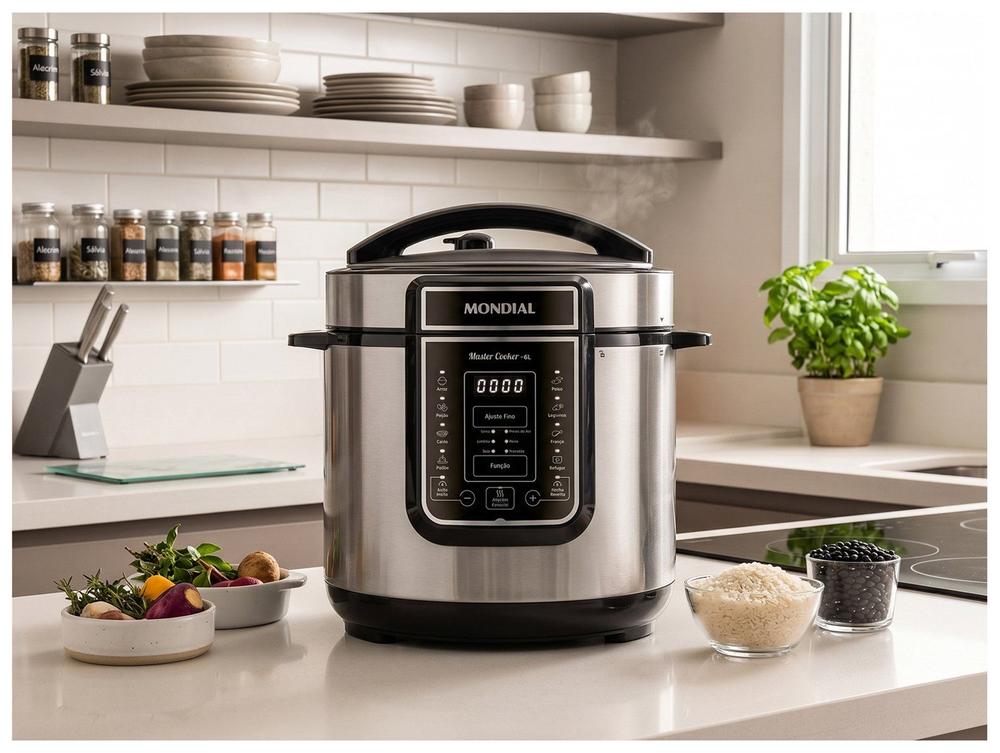 Panela de Pressão Elétrica 6L Mondial Digital Master Cooker PE-60-6L-I