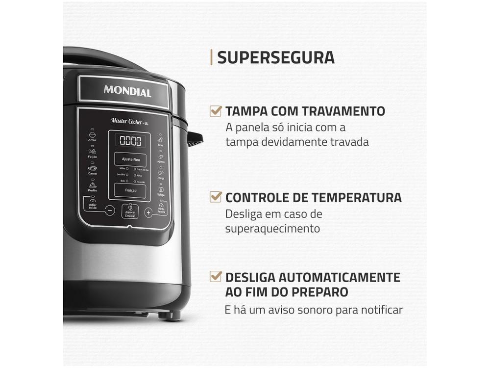 Panela de Pressão Elétrica 6L Mondial Digital Master Cooker PE-60-6L-I