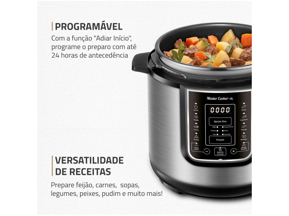 Panela de Pressão Elétrica 6L Mondial Digital Master Cooker PE-60-6L-I