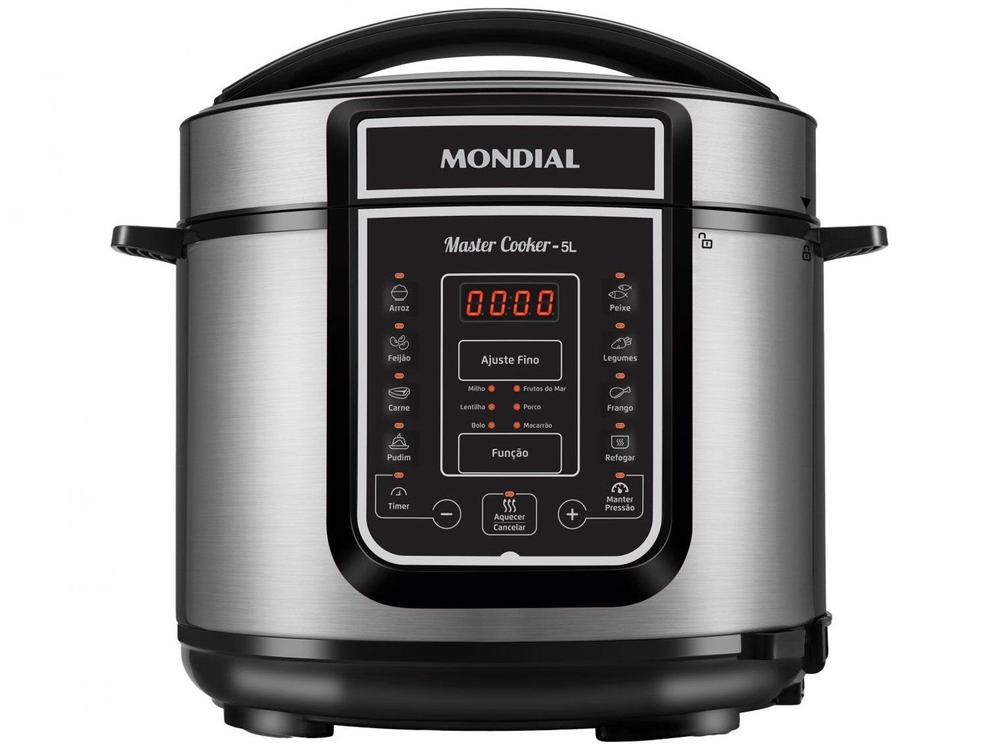 Panela de Pressão Elétrica Mondial Digital Master Cooker 5L 14 Funções 900W Preto/Inox 127V - PE-38