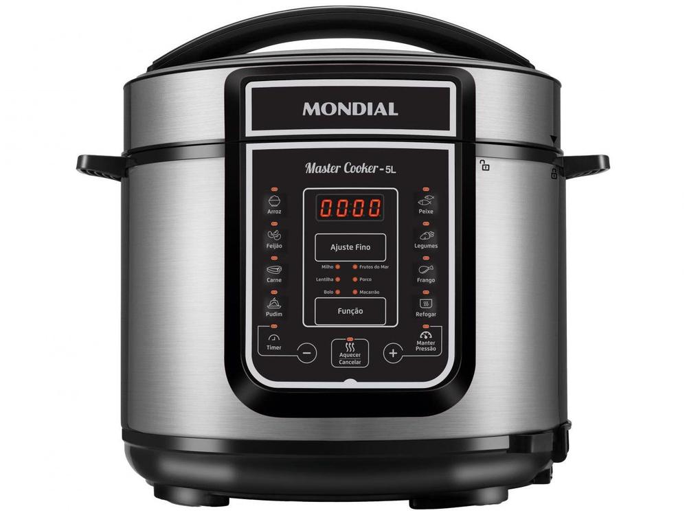 Panela de Pressão Elétrica Mondial Digital Master Cooker 5L 14 Funções 900W Preto/Inox 220V - PE-38