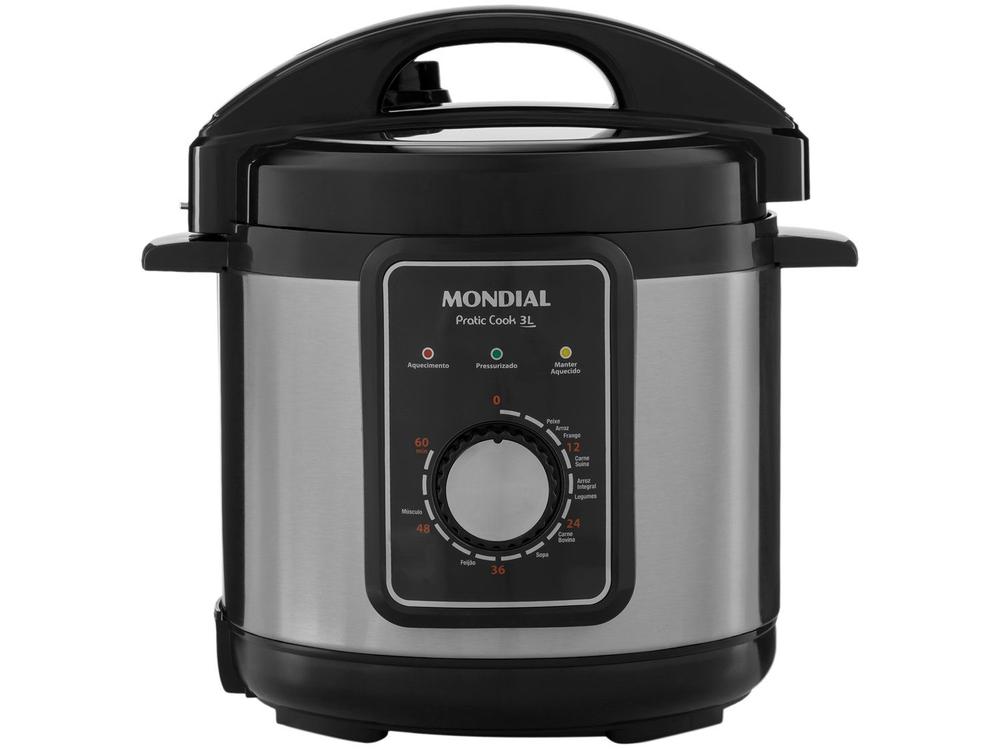 Panela de Pressão Elétrica Mondial Pratic Cook 3L 10 Funções 700W Preto 127V - PE-47-3L-I