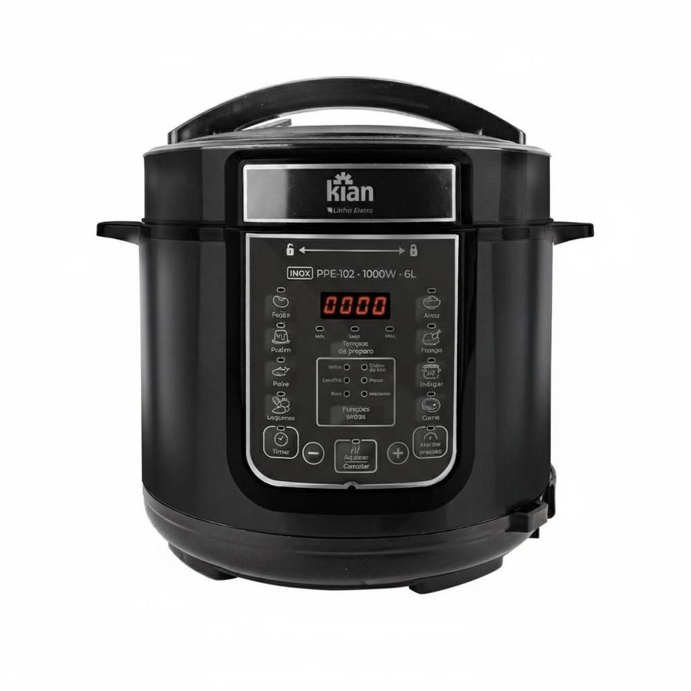 Panela de Pressão Elétrica PPE102 6L Kian Timer Ajustável Controle de Temperatura Cuba Antiaderente