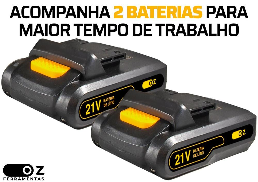 Parafusadeira E Furadeira Impacto Profissional 21v 3/8 Bivolt 2 Baterias - Oz