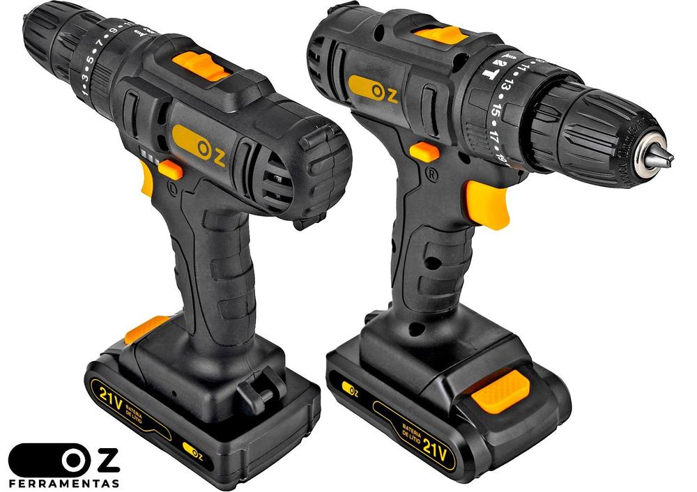 Parafusadeira E Furadeira Impacto Profissional 21v 3/8 Bivolt 2 Baterias - Oz