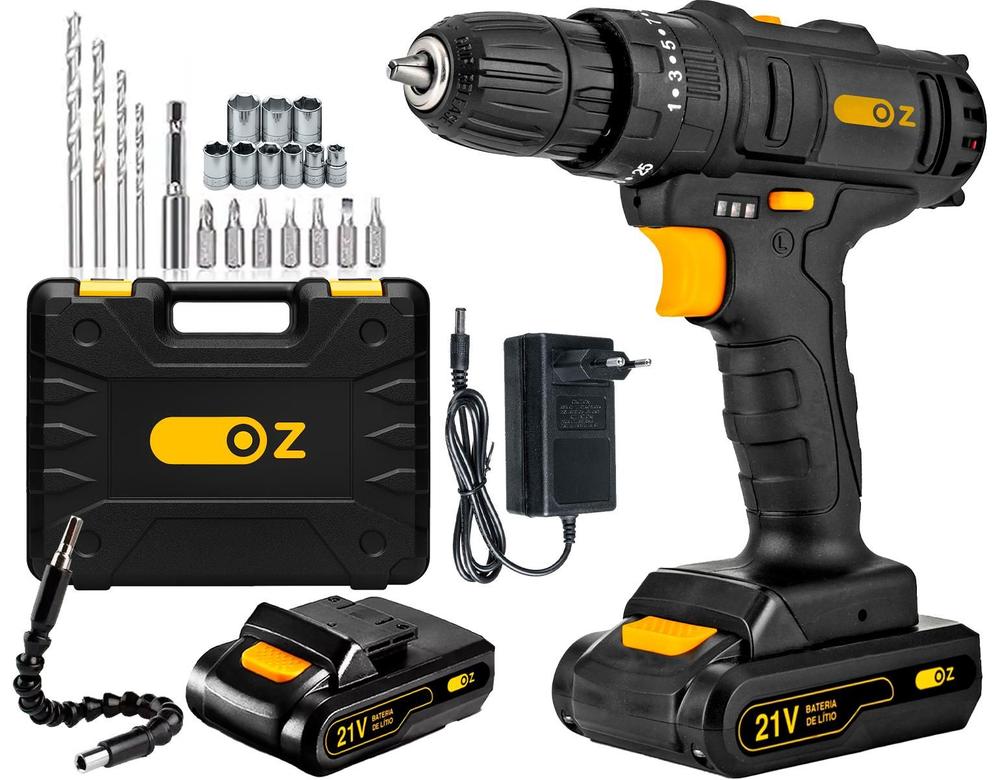Parafusadeira E Furadeira Impacto Profissional 21v 3/8 Bivolt 2 Baterias - Oz