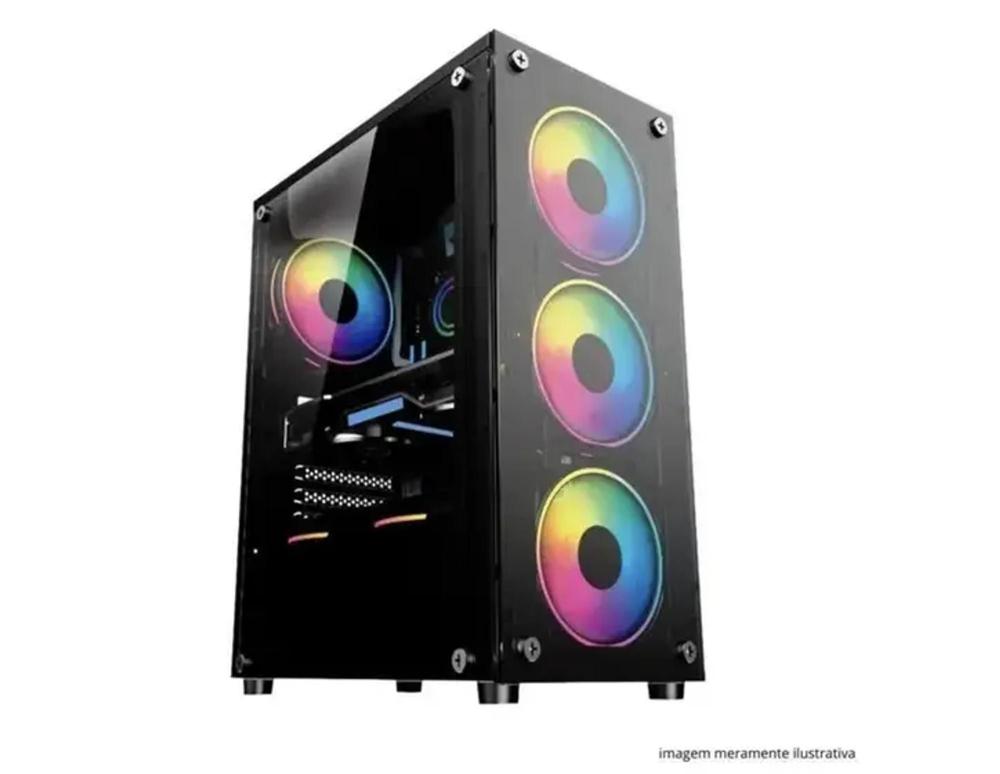 PC Completo Clique PC i7 16GB, SSD 512GB, RX 580 8GB, Kit gamer, Monitor 23.6 windows 10