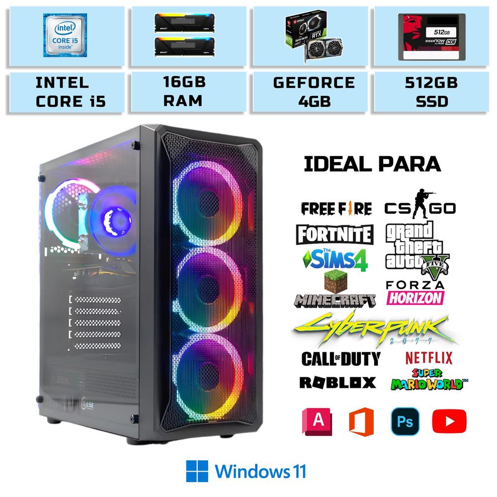 Pc Cpu Gamer Completo Intel Vídeo Nvidea Gtx Ssd 16gb Ram com Placa de Video - P1GAMER