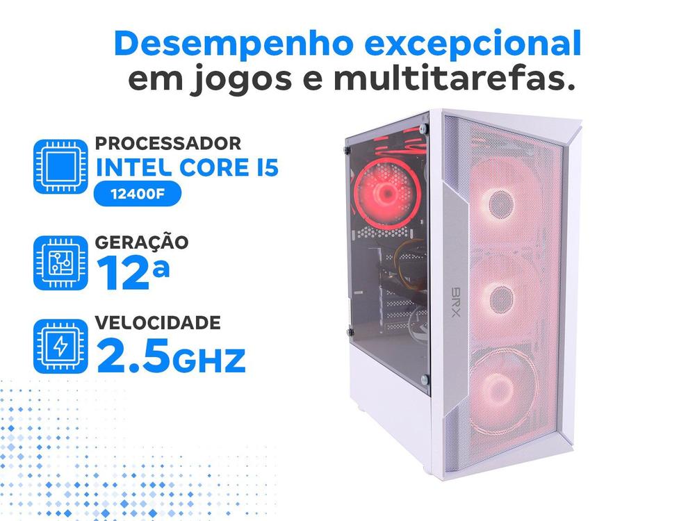 PC Gamer BRX 51067038 Intel Core i5 12400F 16GB RAM 512GB SSD Placa de Vídeo Radeon RX 580 16GB Windows 11