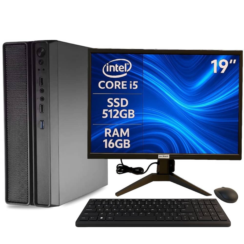 PC Slim Completo MultiPC I5 16GB SSD 512GB Windows 11 C/ Monitor"19, Teclado e Mouse Pro Ideal para Casa...