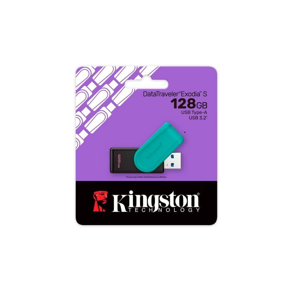 Pen Drive 128GB Kingston DataTraveler Exodia S, USB 3.2, Turquesa - DTXS/128GB