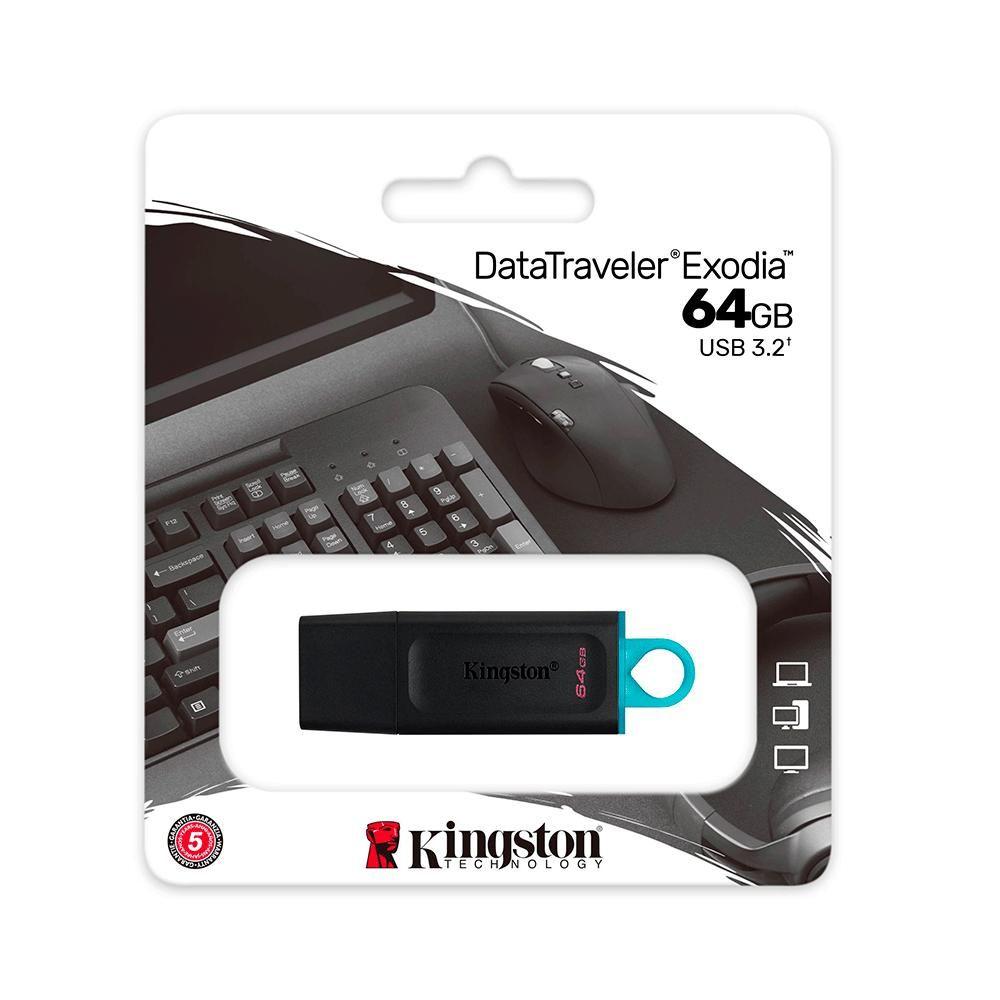 Pen Drive Kingston Dtx 64gb Usb 3.2 Preto E Azul Dt Exodia