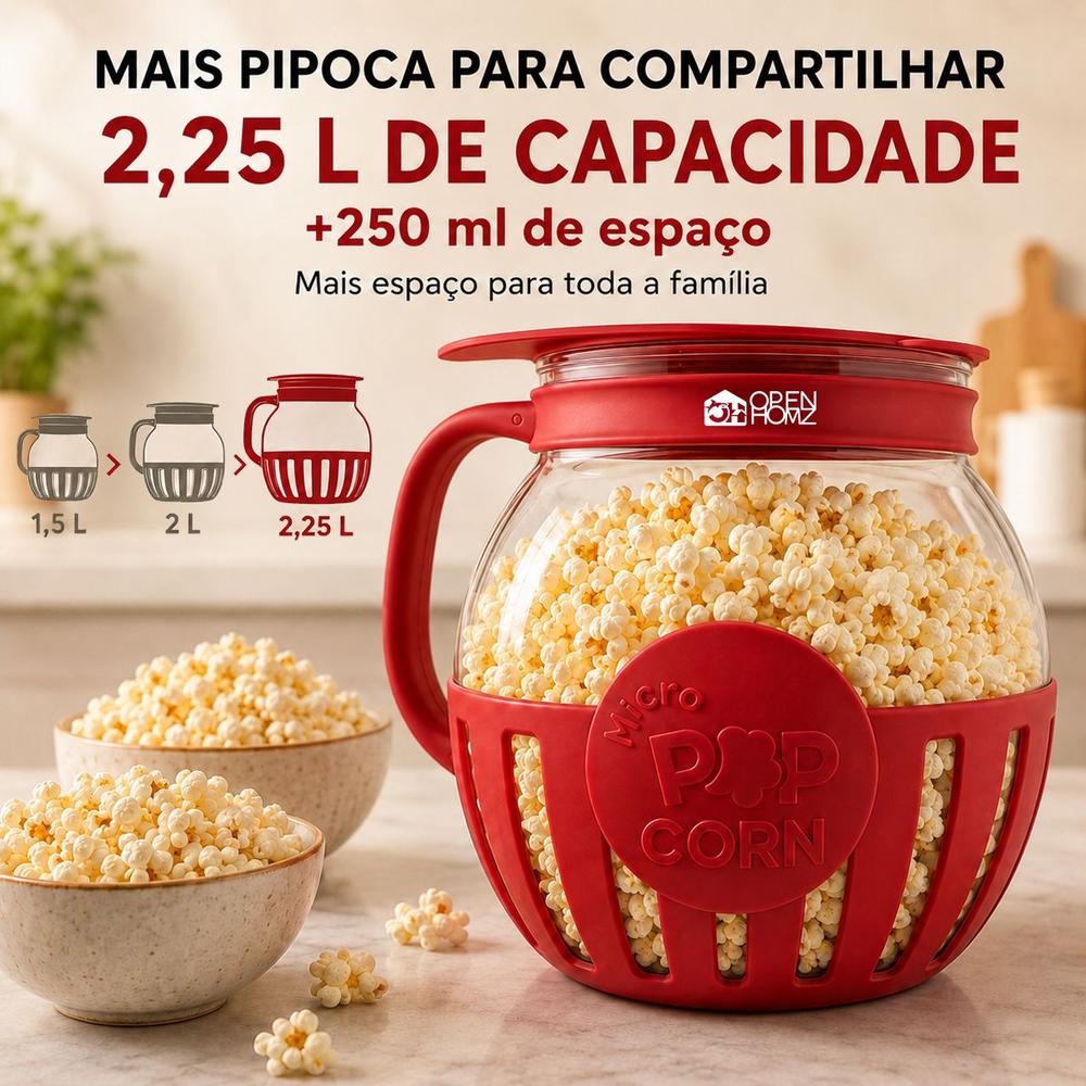 Pipoqueira de Microondas de Vidro e Silicone Com Tampa 3 em 1 Fitness Sem Óleo Saudável Bowl Recipiente... - foto 4