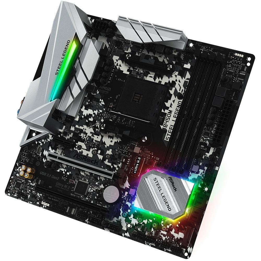 Placa-Mãe ASRock B450M Steel Legend, AMD AM4, mATX, DDR4, Preto - B450M Steel Legend - foto 5