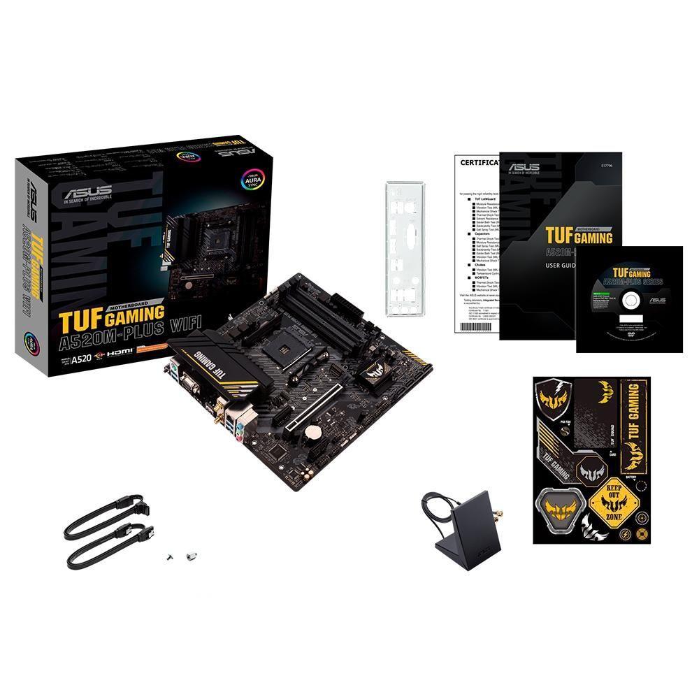 Placa-Mãe ASUS TUF GAMING A520M-PLUS WIFI, AMD AM4, RGB, mATX, DDR4, Preto - 90MB17F0-M0EAY0 - foto 2