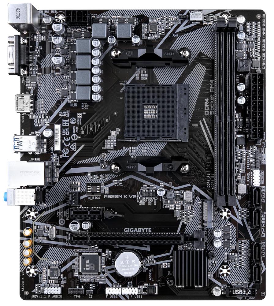 Placa-mãe GIGABYTE A520M K V2 (REV. 1.0) AMD A520 AM4 - foto 2