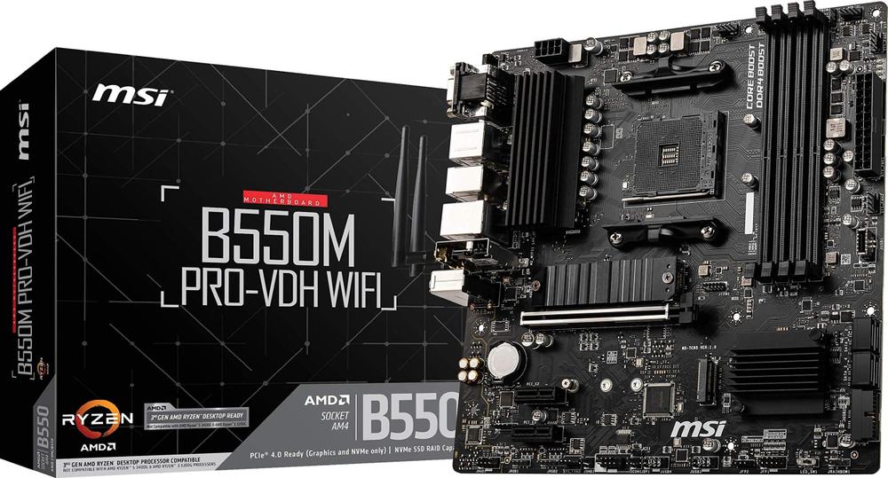 Placa-mãe MSI B550M PRO-VDH WiFi Pro Series AMD Ryzen 5000