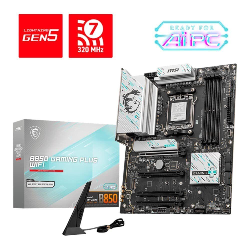 Placa Mãe MSI B850 GAMING PLUS WIFI, AMD, Socket AM5, ATX, DDR5 UDIMM, Wi-Fi 7, Preto - B850GPW - foto 5