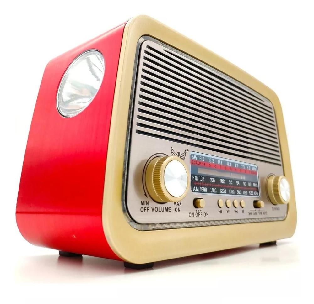 Rádio Retro Vintage Am Fm Sw Usb Bluetooth Bateria Recarregavel Aux Sd - lanterna