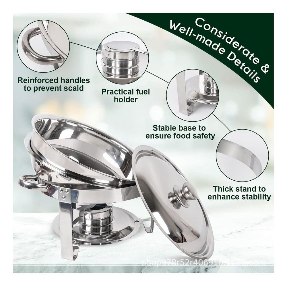 Rechaud 5 Litros Redondo Inox Banho Maria Buffet Festa Cozin - JMA Inox - foto 4