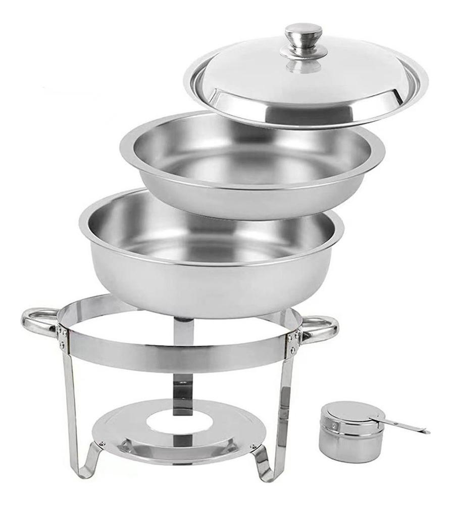 Rechaud 5 Litros Redondo Inox Banho Maria Buffet Festa Cozin - JMA Inox - foto 2