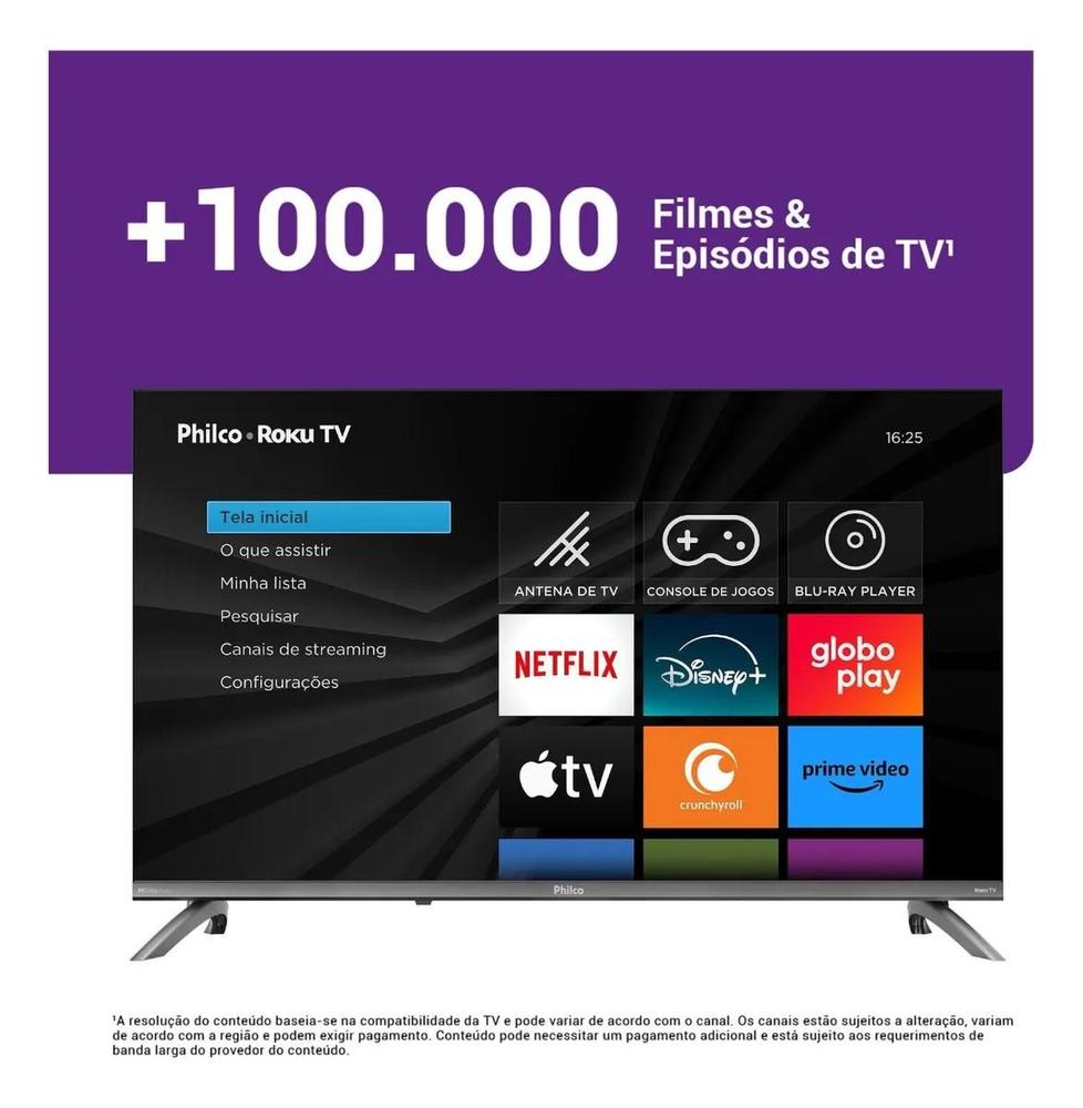 Smart TV 32 polegadas HD Philco P32CRB Roku TV HDR10 Dolby Audio