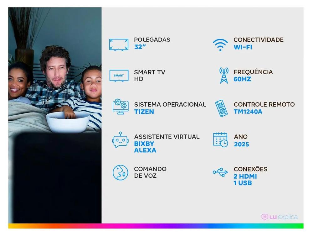 Smart TV 32” Samsung HD 32H5000F Tizen - 2 HDMI + Suporte para TV Biarticulável até 55”