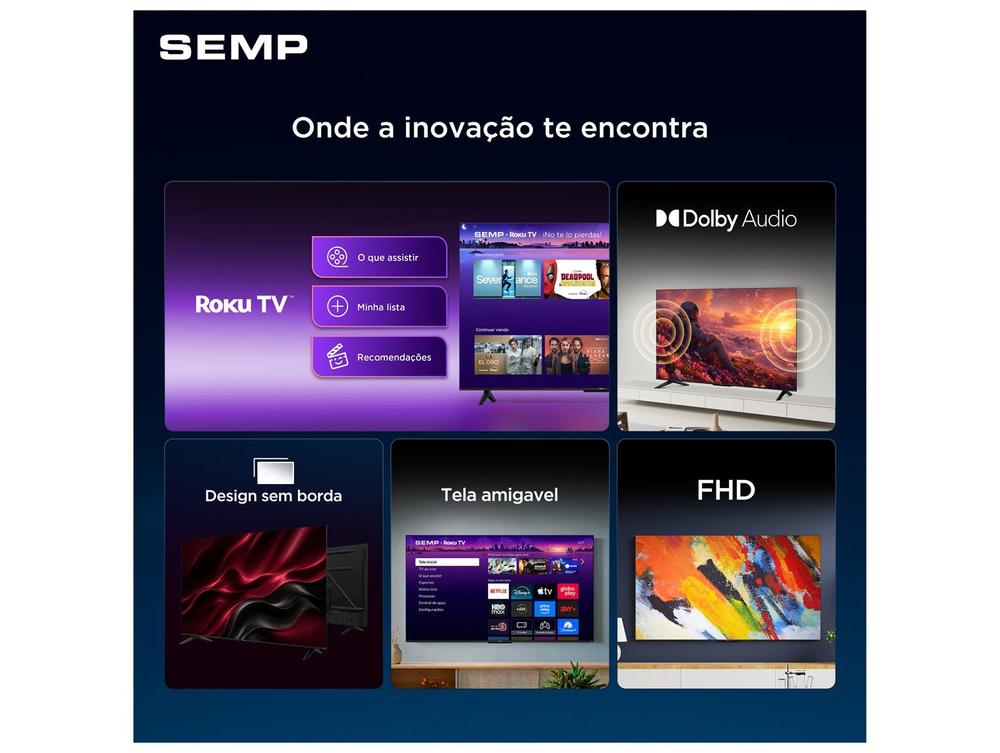Smart TV 32" Semp Full HD LED 32S42R Roku 2026