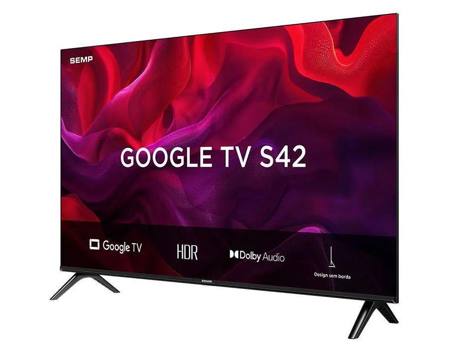 Smart TV 32” SEMP HD LED 32S42 Google TV - 2 HDMI + Suporte para TV Fixo Indusat