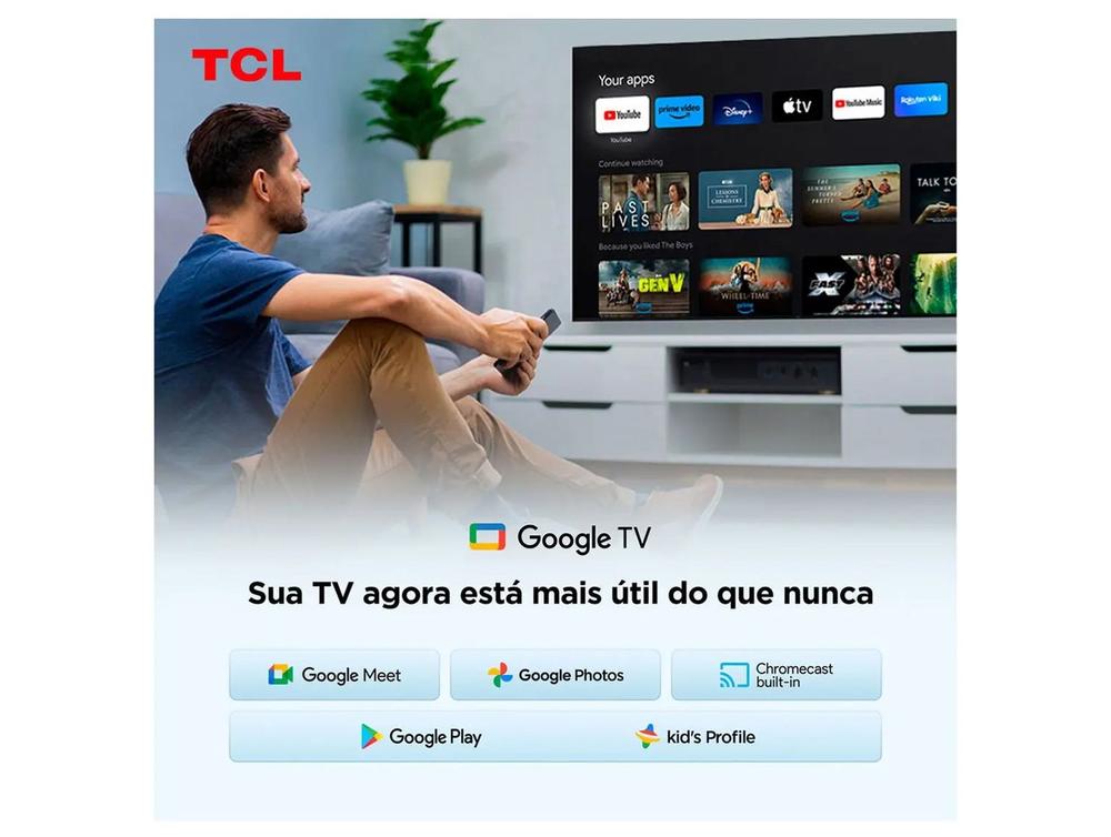 Smart TV 40” TCL Full HD QLED 40S5K Google TV - 2 HDMI + Suporte para TV Fixo Indusat