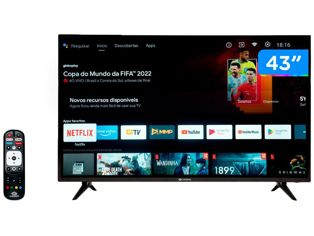 Smart TV 43” Full HD DLED Rig Vizzion BR43D1SA