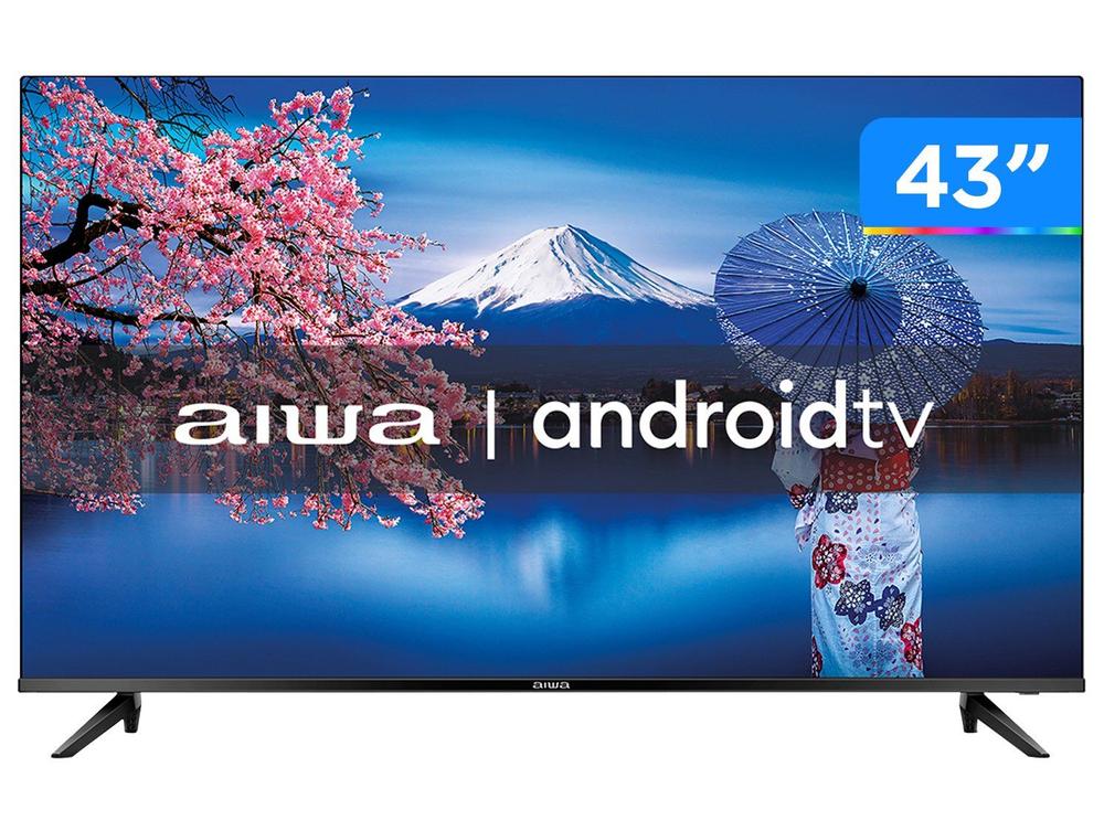 Smart TV AIWA 43 pol. HDR10 Android Full HD Borda Ultrafina Dolby Áudio AWSTV43BL02A