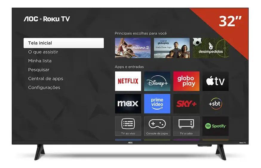 Smart tv aoc 32" dled wifi roku tv 32s5155/78g