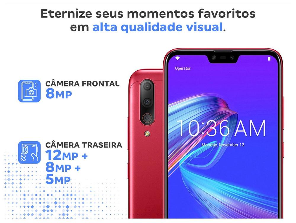 Smartphone Asus ZenFone Shot Plus 64GB Vermelho 4G Octa-Core 4GB RAM 6,26” Câm. Tripla + Selfie 8M