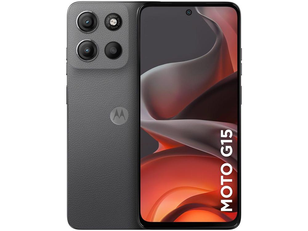 Smartphone Moto G15, 256GB, Tela 6.7", Câmera Traseira 50MP + 5MP, Grafite, MOTOROLA MOTOROLA