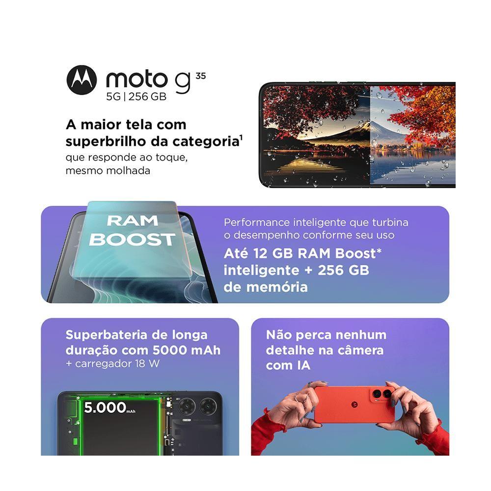 Smartphone Motorola Moto g35 5G 256GB, 4GB RAM, 8GB Ram Boost, Camera 50MP com AI, NFC, Tela 6.7 com... - foto 3