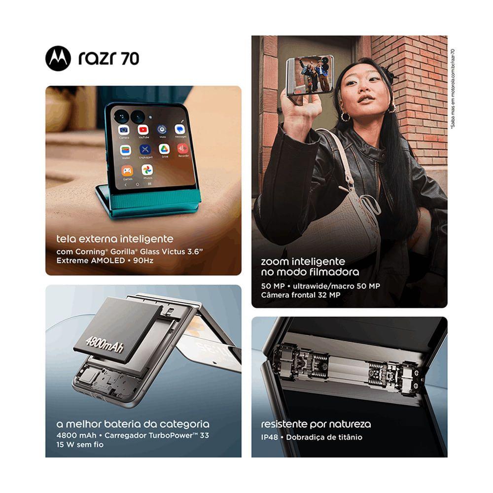 Smartphone Motorola Razr 70 5G 256GB 8GB RAM, 16GB Ram Boost Tela externa 3.6” e tela interna 6.9 Extreme... - foto 3