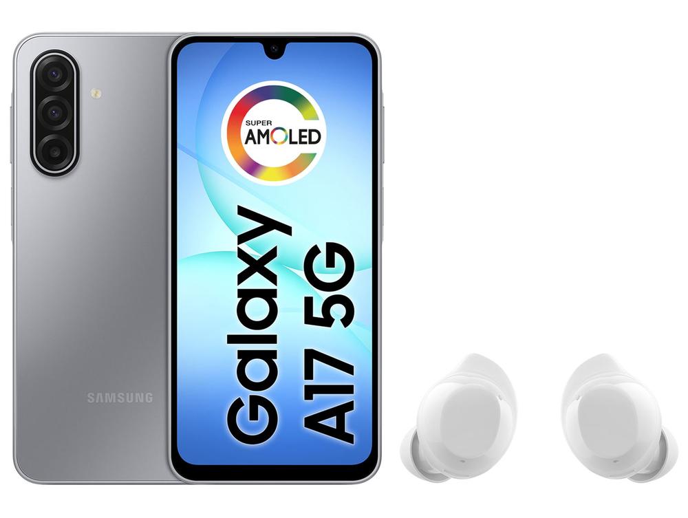 Smartphone Samsung Galaxy A17 256GB 5G 8GB RAM - Cinza + Fone de Ouvido Bluetooth Samsung Buds Core