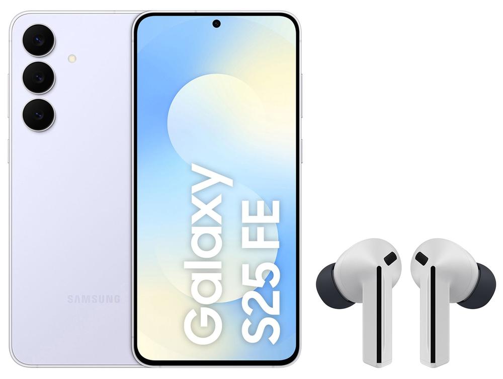 Smartphone Samsung Galaxy S25 FE 256GB 5G 8GB RAM - Azul + Fone de Ouvido Samsung Buds3 FE Cinza